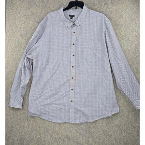 George Mens Button Down Shirt Checkered White/Red/Blue 5XL Cotton Blend Classic